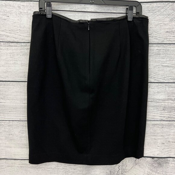 Vince Camuto Black Pencil Skirt With Faux Leather Trim Size 10 - Picture 2 of 2